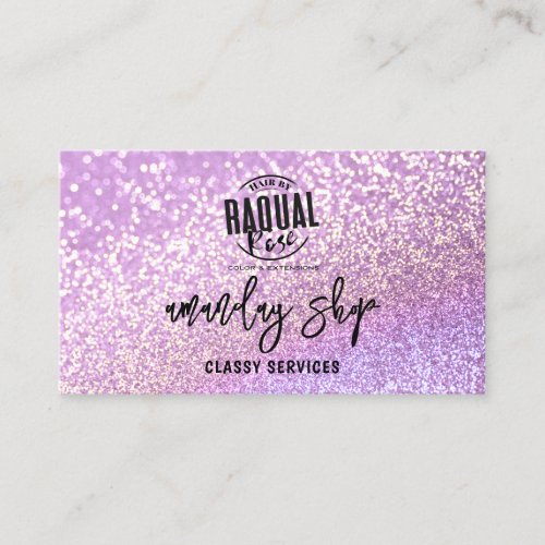 Glitter QR Code Logo Online Shop Purple Lavender Business Card