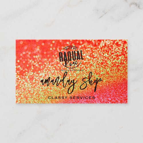 Glitter QR Code Logo Online Shop Red Gold Business Card