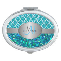 Glitter quatrefoil Monogram Compact Mirror