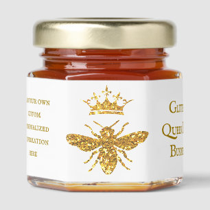 glitter Queen Bee on white background Honey Jar Favors