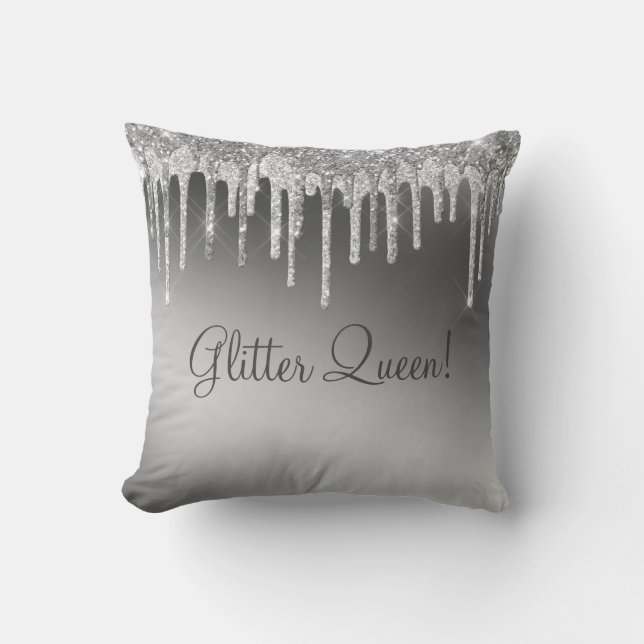 Glitter Queen Gorgeous Gold Girly Sparkle Shiny Throw Pillow (Front)