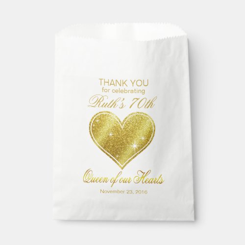 Glitter Queen of our Hearts 70th Birthday Favor Bag