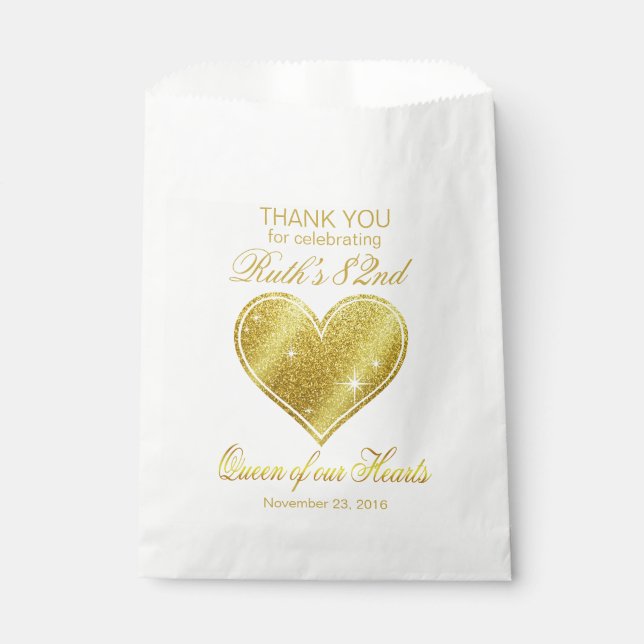 Glitter Queen of our Hearts 80th Birthday Favor Bag (Front)
