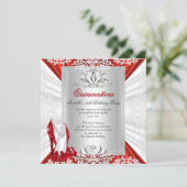 Glitter Quinceanera 15th Birthday Party Red Heels Invitation (Standing Front)