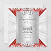 Glitter Quinceanera 15th Birthday Party Red Heels Invitation (Back)