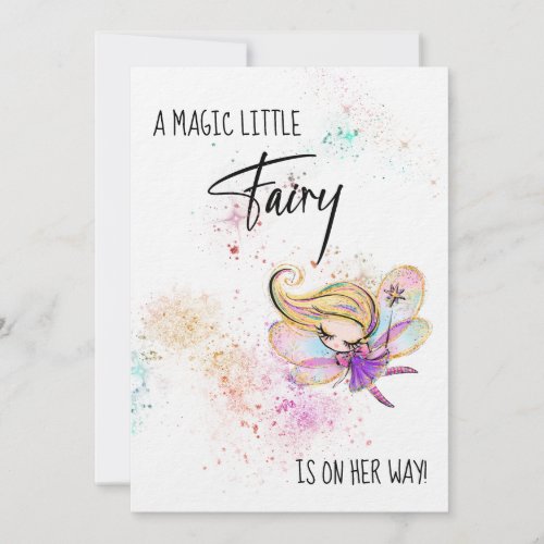   Glitter Rainbow Baby Fairy Shower Invitation
