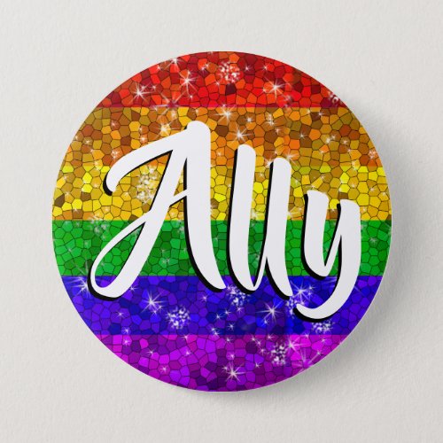 Glitter Rainbow Flag Marriage Equality Gay Pride Button