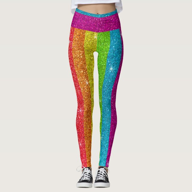 Glitter Rainbow Flag Marriage Equality Gay Pride Leggings (Front)