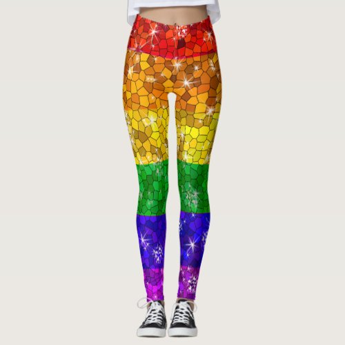 Glitter Rainbow Flag Marriage Equality Gay Pride Leggings