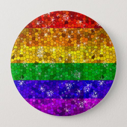 Glitter Rainbow Flag Marriage Equality Gay Pride Pinback Button