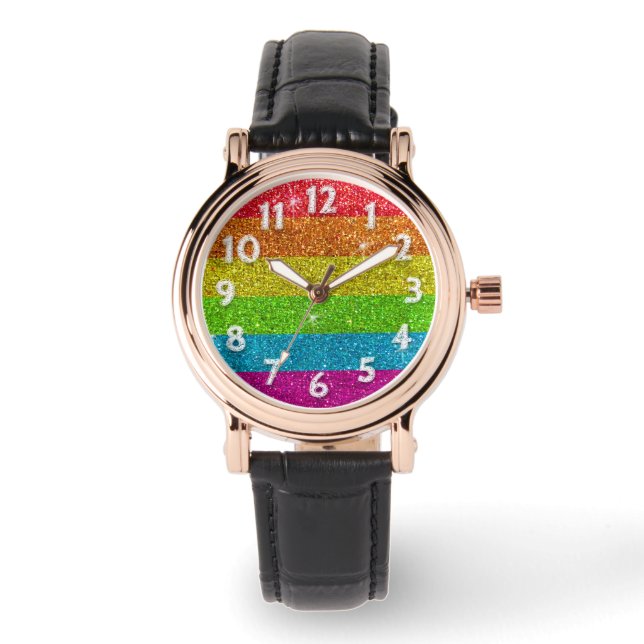 Glitter Rainbow Flag Marriage Equality Gay Pride Watch (Front)