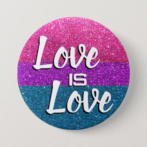 Glitter Rainbow Flag Queer Love Bisexual Gay Pride Button
