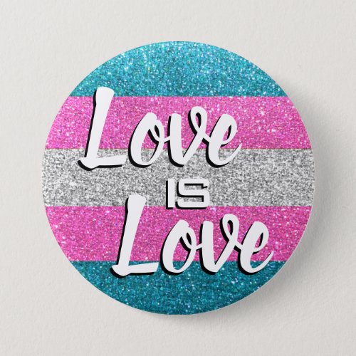 Glitter Rainbow Flag Queer Love Trans Gay Pride Button