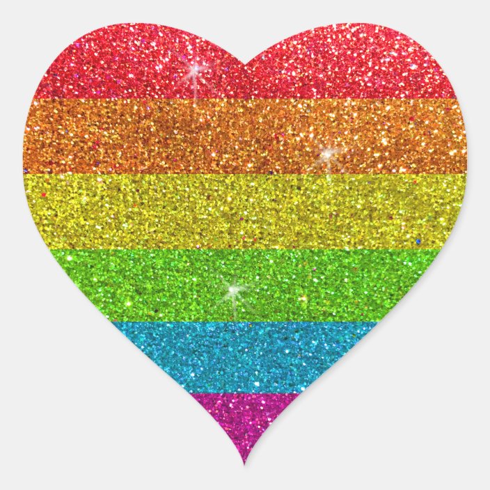 Glitter Rainbow Gay Pride Lgbtq Human Rights Heart Sticker