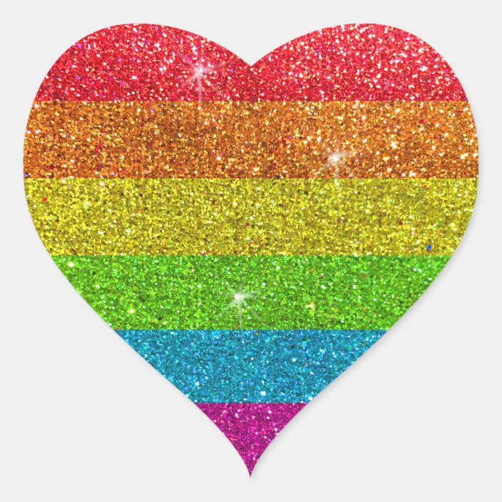 Glitter Rainbow Gay Pride LGBTQ Human Rights Heart Sticker | Zazzle.com