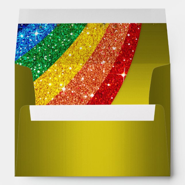 Glitter Rainbow Golden Unicorn Party  Envelope (Back (Bottom))