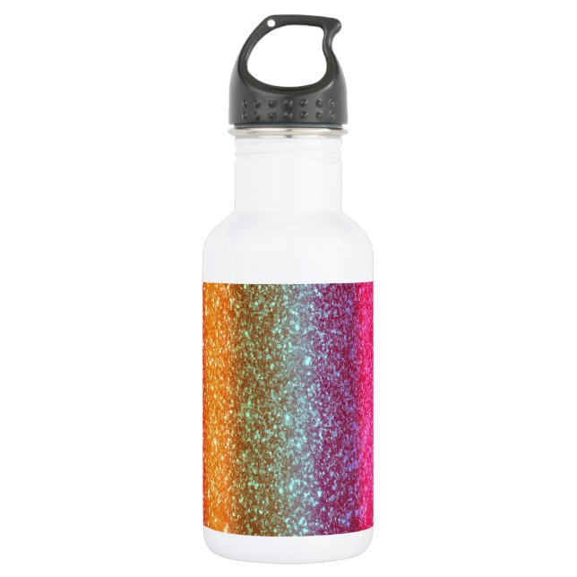 Glitter Rainbow gradient Stainless Steel Water Bottle (Front)