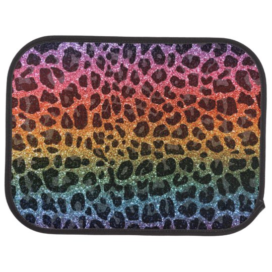 Glitter Rainbow Leopard Print Car Floor Mat Zazzle Com