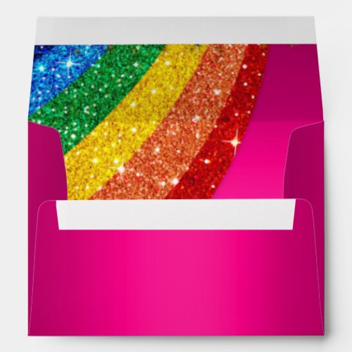 Glitter Rainbow Pink Unicorn Party  Envelope