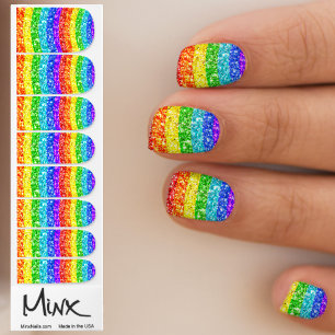 Glitter Rainbow Pride Flag Stripes LGBT Love Minx Nail Art