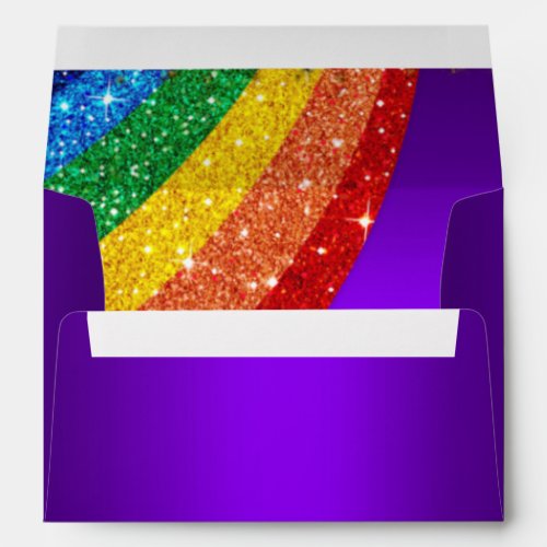 Glitter Rainbow Purple Unicorn Party Envelope