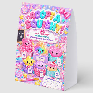 Glitter Rainbow Squishies Party Adopt a Squishy Paper Table Tent