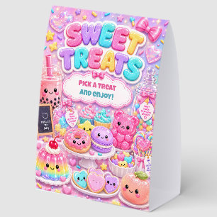 Glitter Rainbow Squishies Party Sweet Treats Paper Table Tent