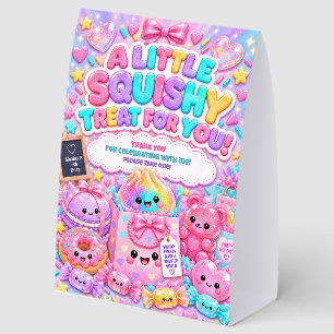 Glitter Rainbow Squishies Party Treat Favor Paper Table Tent
