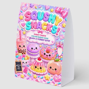 Glitter Rainbow Squishy Snacks Birthday Party Paper Table Tent