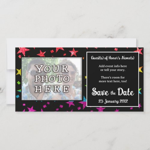 Glitter Rainbow Stars Gay Wedding Birthday Photo Save The Date