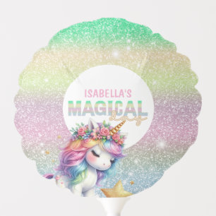 Glitter rainbow unicorn magical  balloon