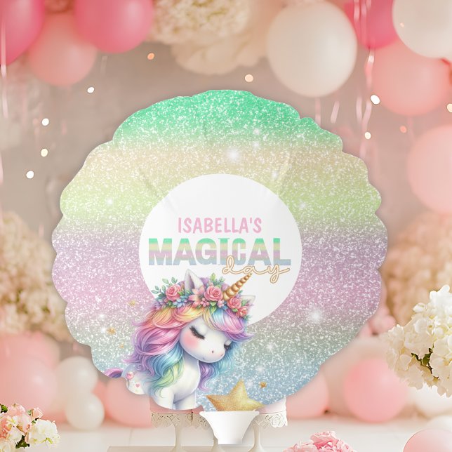 Glitter rainbow unicorn magical  balloon (Creator Uploaded)