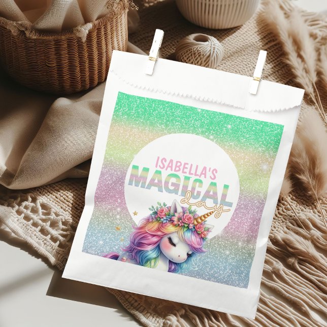 Glitter rainbow unicorn magical Paper Plate Favor Bag (Creator Uploaded)