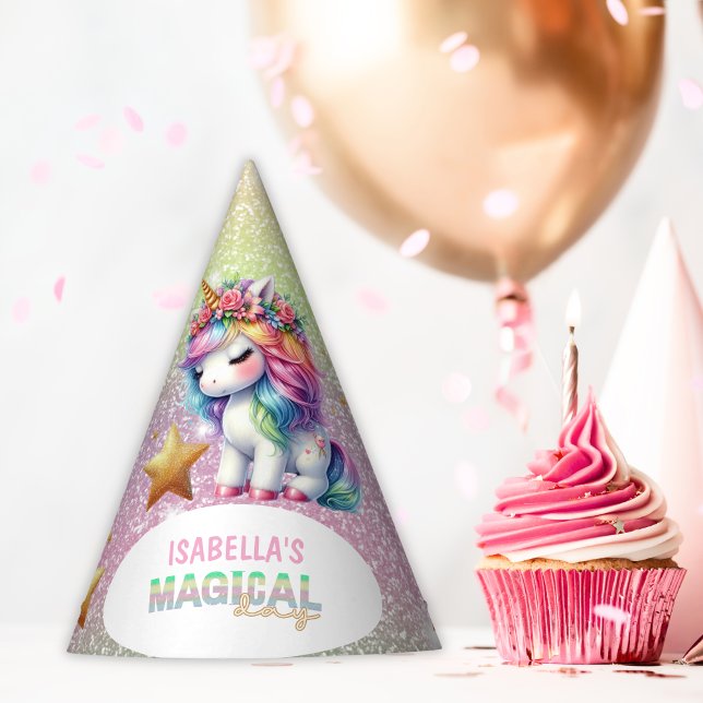 Glitter rainbow unicorn magical  party hat (Creator Uploaded)