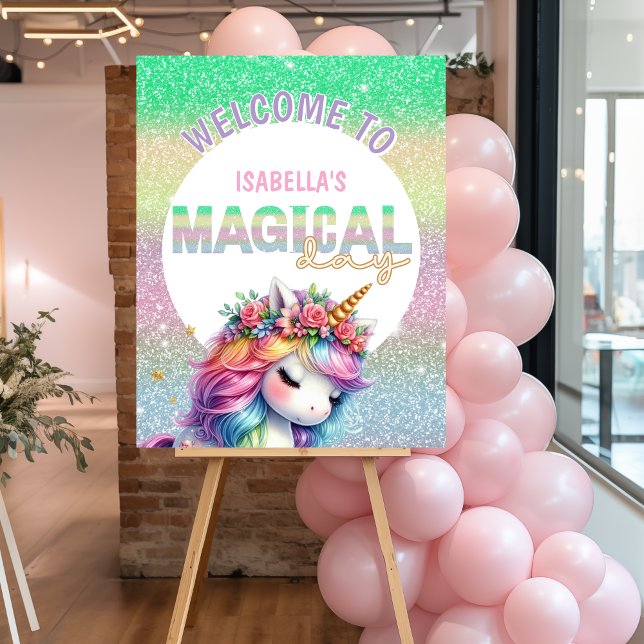 Glitter rainbow unicorn magical welcome sign (Creator Uploaded)