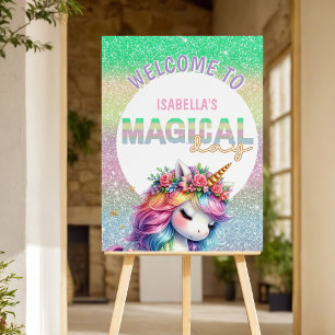 Glitter rainbow unicorn magical welcome sign