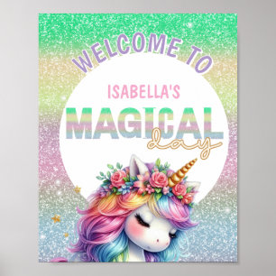 Glitter rainbow unicorn magical welcome sign