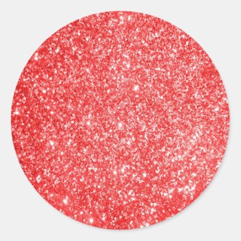 Glitter Red Classic Round Sticker by Custom_Patterns at Zazzle
