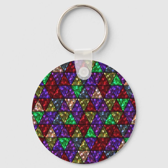 Glitter. Red, green, purple. Keychain (Front)