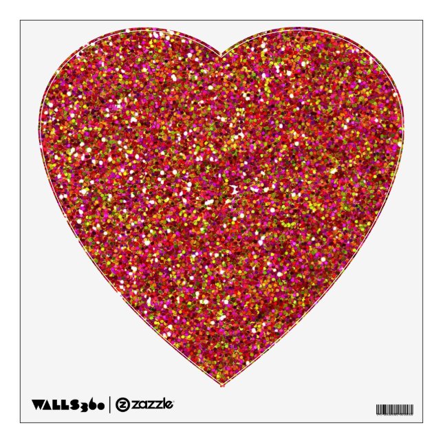Glitter Red Heart Wall Decal (Front)