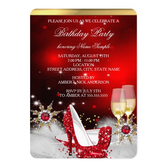 Glitter Red High Heel Shoes Silver Gold Champagne Card