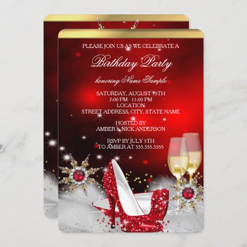 Glitter Red High Heel Shoes Silver Gold Champagne Invitation