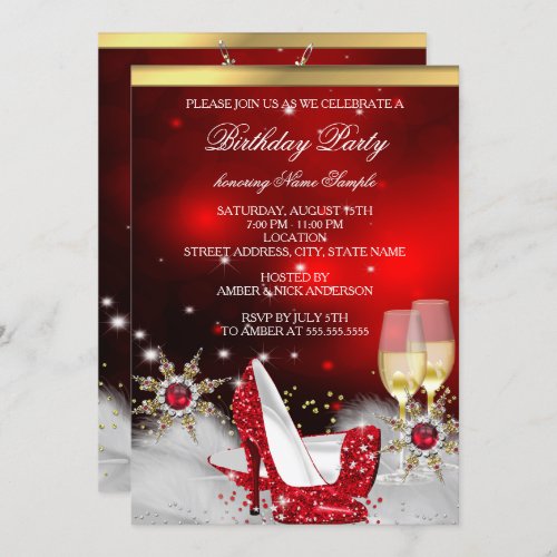 Glitter Red High Heel Shoes Silver Gold Champagne Invitation