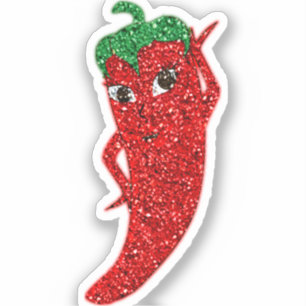 Glitter Red Hot Pepper Diva Sticker