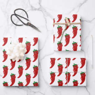 Glitter Red Hot Pepper Diva Wrapping Paper Sheets