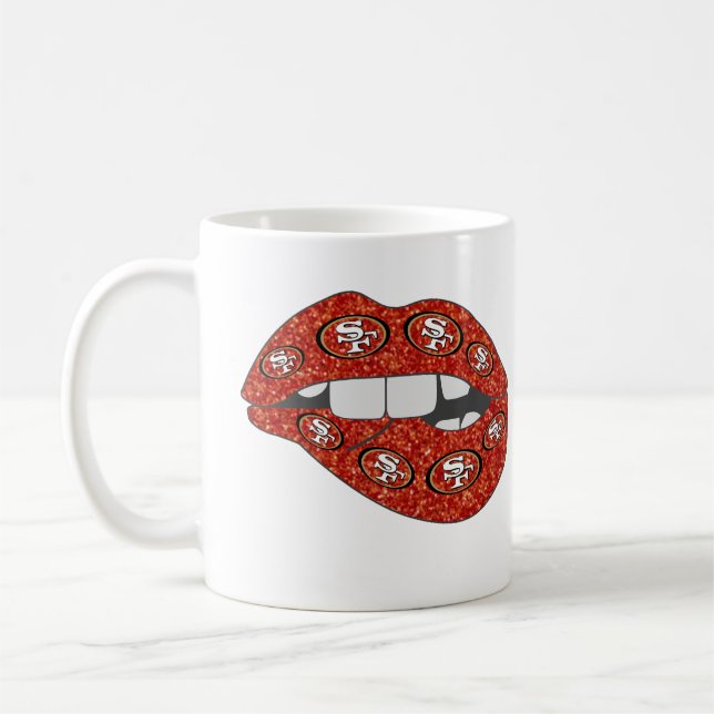Glitter Red Lips Mug with SF Logo – Bold & Glamoro (Left)