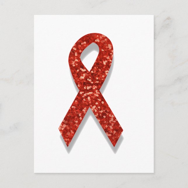 glitter red ribbon postcard (Front)