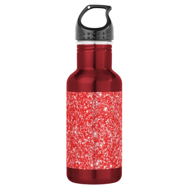 Glitter Red Stainless Steel Water Bottle (Front)