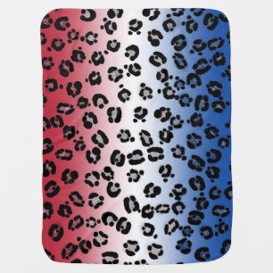 Glitter Red White Blue Leopard Print Baby Blanket