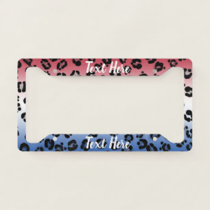 Glitter Red White Blue Leopard Print Personalized License Plate Frame
